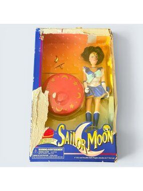 1997 Irwin Sailor Moon Mercury 6" Adventure Doll & Spinning Stand Sealed Bad Box